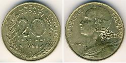 20 Сантим Пятая французская республика (1958 - ) Бронза/Алюминий 
