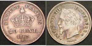 20 Centime 法蘭西第二帝國 (1852 - 1870) 銀 拿破仑三世