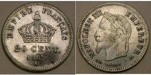 20 Centime 法蘭西第二帝國 (1852 - 1870) 銀 拿破仑三世