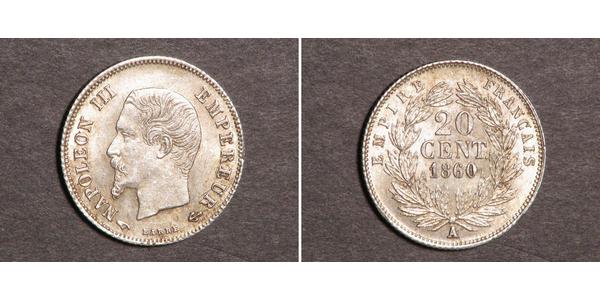 20 Centime 法蘭西第二帝國 (1852 - 1870) 銀 拿破仑三世
