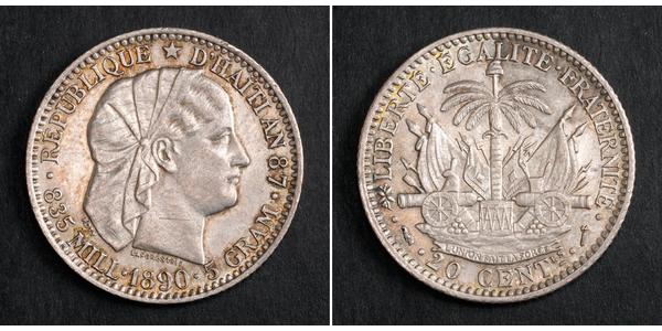 20 Centime / 1/5 Gourde Haiti Argento 