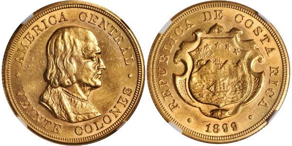 20 Colon Costa Rica Oro Cristoforo Colombo (1451 - 1506)