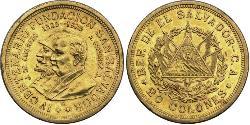 20 Colon El Salvador Oro 