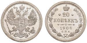 20 Copeca Impero russo (1720-1917) Argento Alessandro II (1818-1881) / Nicola II (1868-1918)