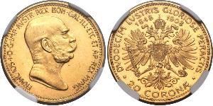 20 Corona Imperio austrohúngaro (1867-1918) Oro Franz Joseph I (1830 - 1916)