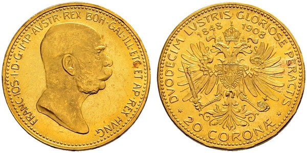 20 Corona 奥匈帝国 (1867 - 1918) 金 弗朗茨·约瑟夫一世 (1830 - 1916)