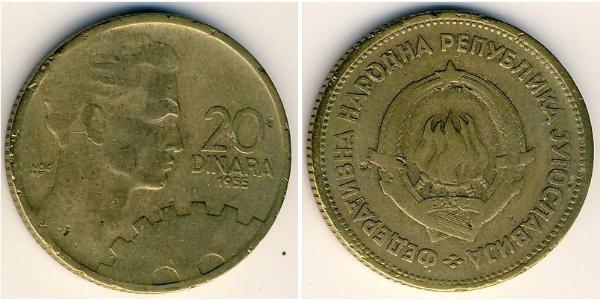 20 Denaro Repubblica Socialista Federale di Jugoslavia (1943 -1992) Alluminio/Bronzo 