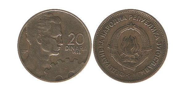 20 Denaro Repubblica Socialista Federale di Jugoslavia (1943 -1992) Alluminio/Bronzo 