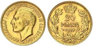 20 Denaro Regno di Jugoslavia (1918-1943) Oro Alexander I of Yugoslavia (1888 - 1934)