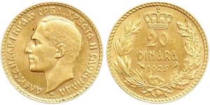 20 Denaro Regno di Jugoslavia (1918-1943) Oro Alexander I of Yugoslavia (1888 - 1934)