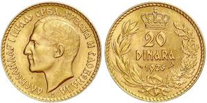 20 Denaro Regno di Jugoslavia (1918-1943) Oro Alexander I of Yugoslavia (1888 - 1934)