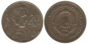 20 Dinar République fédérative socialiste de Yougoslavie (1943 -1992) Bronze/Aluminium 