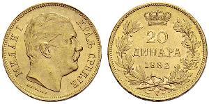 20 Dinar Serbia Gold Milan I of Serbia