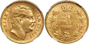 20 Dinar Serbia Gold Milan I of Serbia