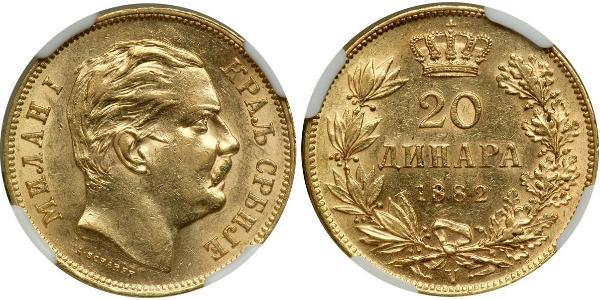 20 Dinar Serbia Gold Milan I of Serbia