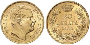 20 Dinar Serbien Gold Milan I. (Serbien)
