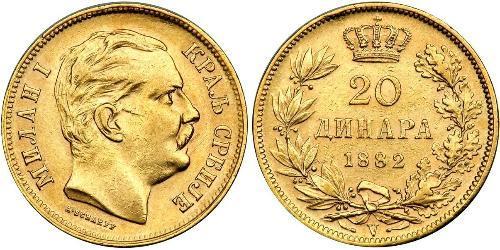 20 Dinar Serbien Gold Milan I. (Serbien)