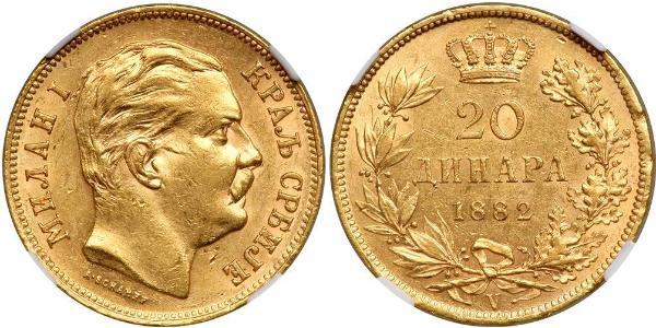 20 Dinar Serbien Gold Milan I. (Serbien)