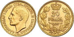 20 Dinar Royaume de Yougoslavie (1918-1943) Or Alexander I of Yugoslavia (1888 - 1934)