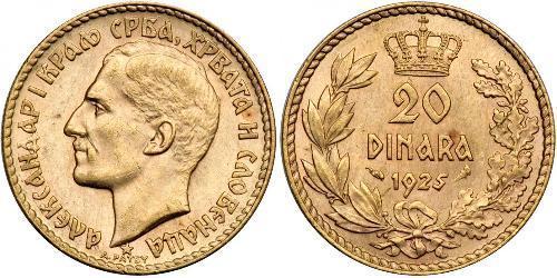 20 Dinar 南斯拉夫王國 (1918 - 1943) 金 亞歷山大一世 (南斯拉夫) (1888 - 1934)