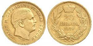 20 Dinar 塞尔维亚 金 Milan I of Serbia