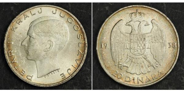 20 Dinar 南斯拉夫王國 (1918 - 1943) 銀 彼得二世 (南斯拉夫)