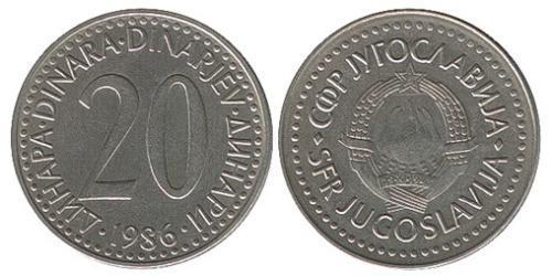 20 Dinar 南斯拉夫社会主义联邦共和国 (1943 - 1992) 銅/Zinc 
