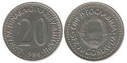 20 Dinaro República Federativa Socialista de Yugoslavia (1943 -1992) Cobre/Zinc 