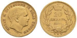 20 Dinaro Serbia Oro Milan I de Serbia
