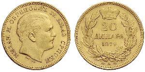 20 Dinaro Serbia Oro Milan I de Serbia