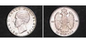 20 Dinaro Reino de Yugoslavia (1918-1943) Plata Pedro II de Yugoslavia