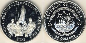 20 Dollar Liberia Argent 