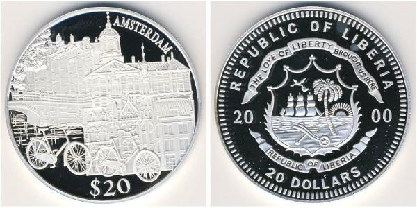 20 Dollar Liberia Argent 