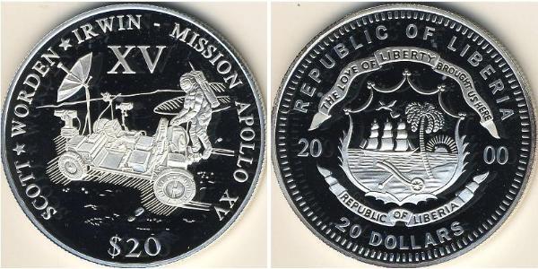 20 Dollar Liberia Argent 