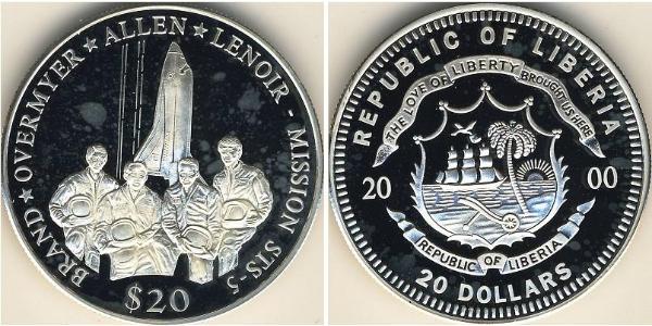 20 Dollar Liberia Argent 