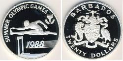 20 Dollar Barbados Silber 