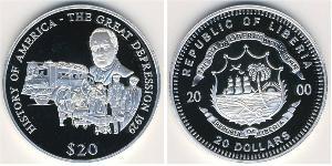 20 Dollar Liberia Silber 