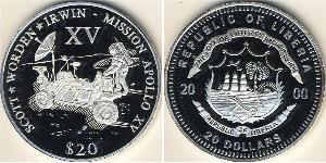 20 Dollar Liberia Silber 