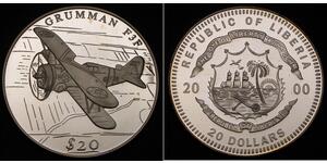 20 Dollar Liberia Silber 