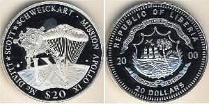 20 Dollar Liberia Silber 