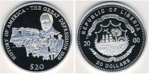 20 Dollar Liberia Silber 