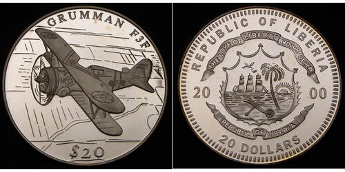 20 Dollar Liberia Silber 