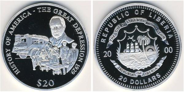 20 Dollar Liberia Silber 