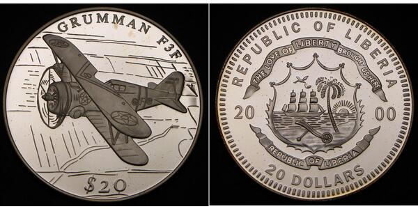 20 Dollar Liberia Silber 