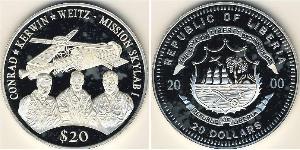 20 Dollar Liberia Silver 