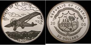 20 Dollar Liberia Silver 
