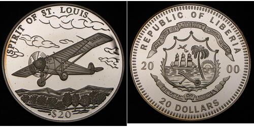 20 Dollar Liberia Silver 