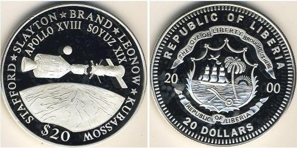 20 Dollar Liberia Silver 