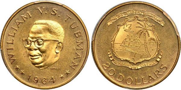 20 Dollar Liberia 金 William Tubman