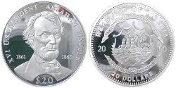 20 Dollar Liberia 銀 亚伯拉罕·林肯